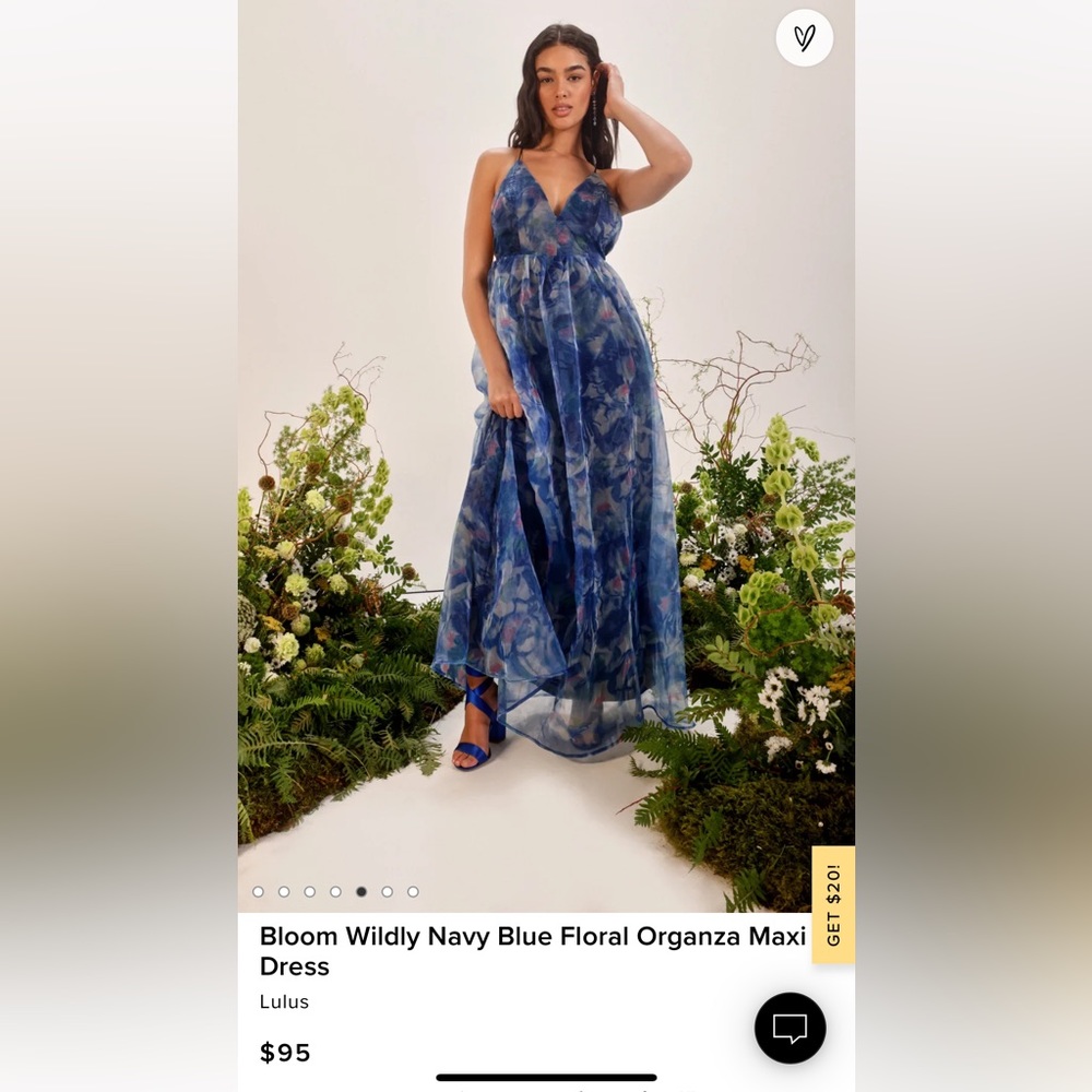 Bloom Wildly Navy Blue Floral Organza Maxi Dress
Lulus